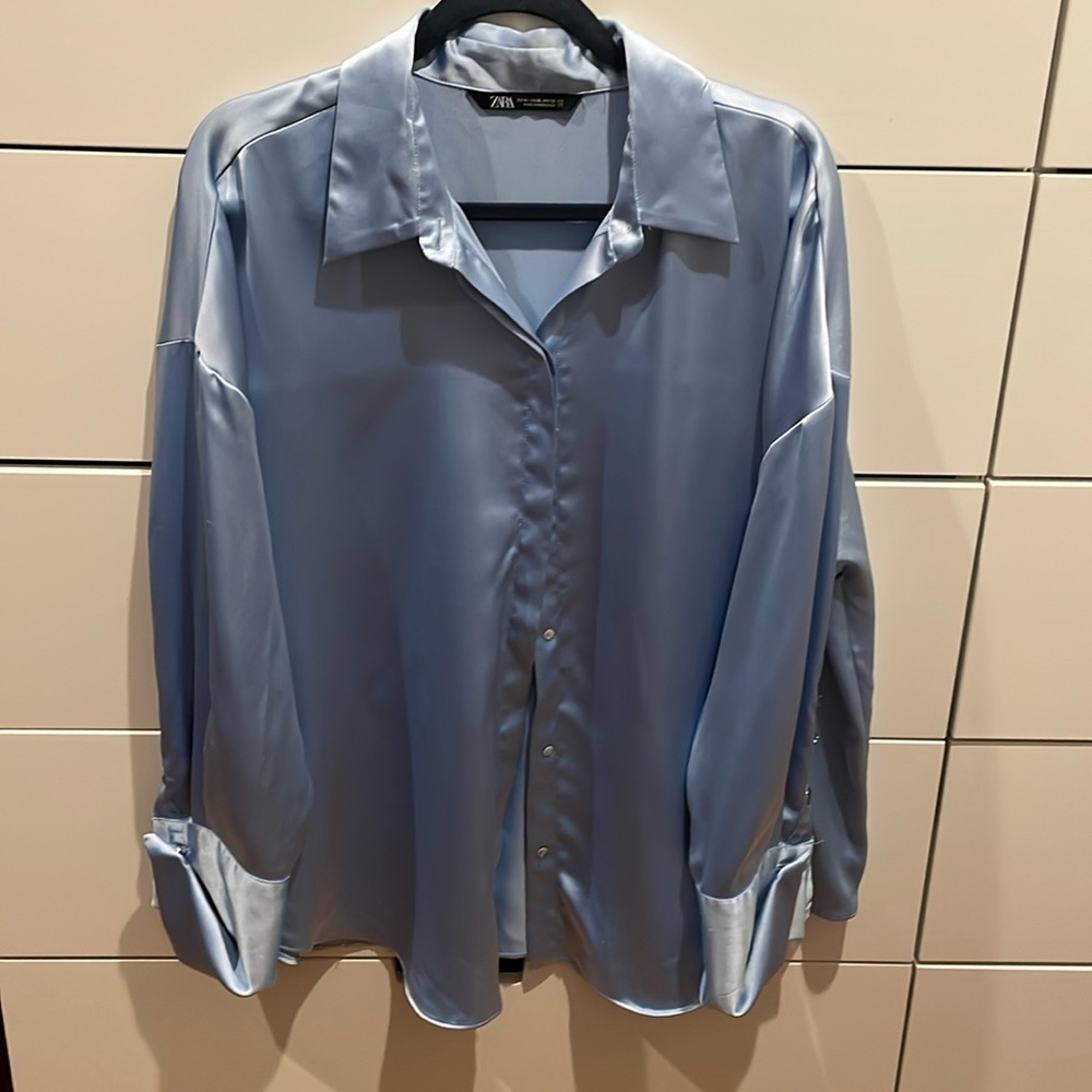 Zara Silky Blue Blouse